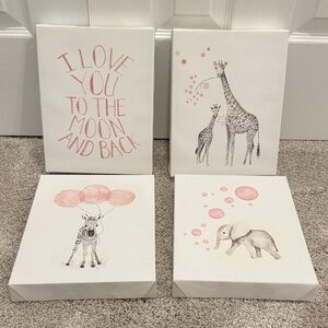 Set of 4 Animal Canvas Wall Art